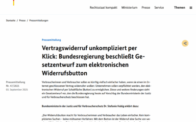 Vertragswiderruf unkompliziert per Klick: Bundesregierung beschließt Gesetzentwurf zum elektronischen Widerrufsbutton